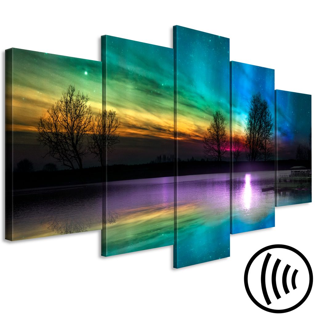 Akustikbild Polarlicht 200x100 cm Bilder Akustikschaum Hochleistungsschallabsorber Schallschutz Leinwand 5 tlg Wandbild Raumakustik Schalldämmung ...