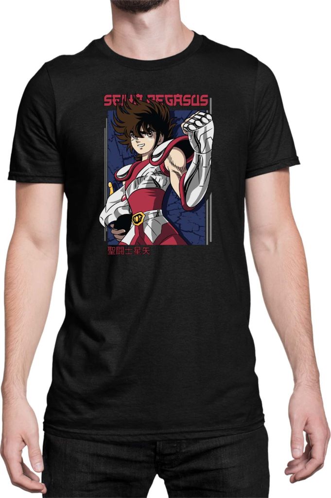 Herren T-Shirt Japan Anime Manga Saint Anime Seiya Pegasus Seiya 04 Pegasus Seiya, Man 2XL / Schwarz