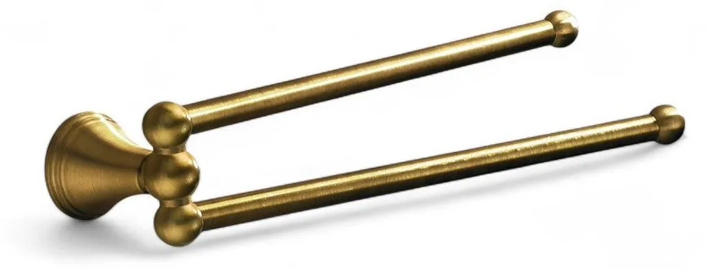 Porte-serviettes double articulé laiton bruni pour petite salle de bain