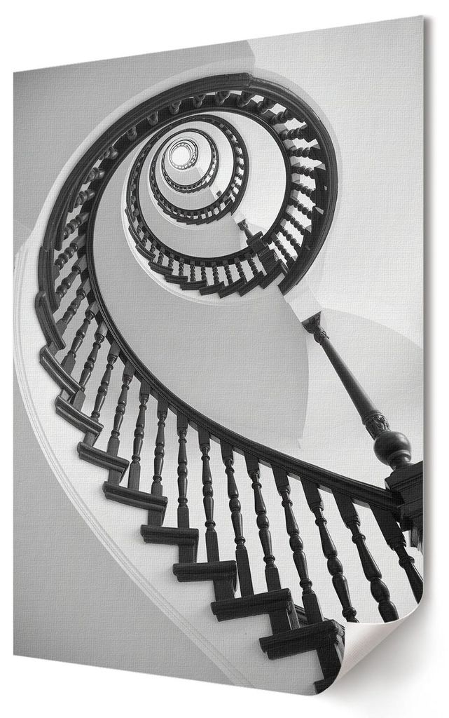 Wendeltreppe- Kunstdruck A1 (59x84 cm) - Klassisch, Modern- Wandbild für Wohnzimmer Schlafzimmer & Flur, Modernes Poster Wanddeko, Ungerahmt
