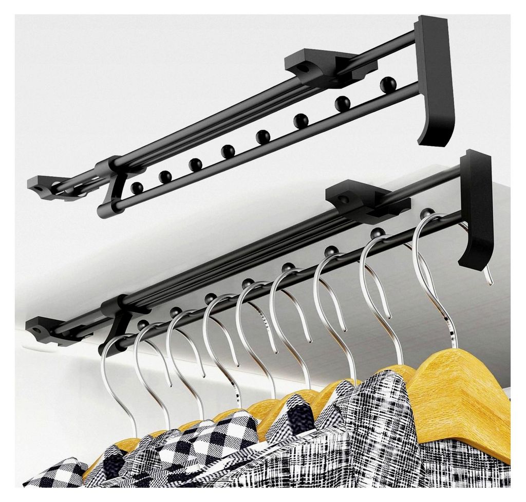 2 Stück Ausziehbare Kleiderstange 25 cm, Verlängerbar von 25 bis 41,5 cm, Platzsparend für Schränke und Lagerbereiche, Kleidung und Hosen Organ...
