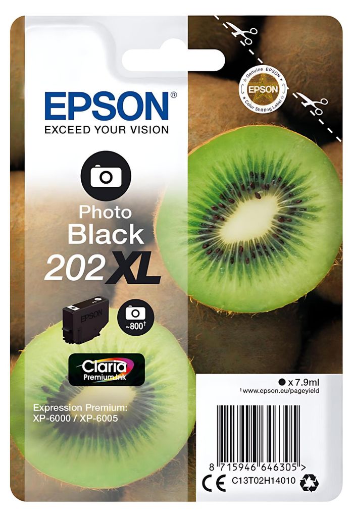 Epson Kiwi Singlepack Photo Black 202XL Claria Premium Ink, Produktbild 