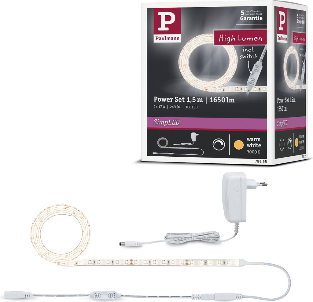 Paulmann SimpLED Power LED Strip Warmweiß Komplettset