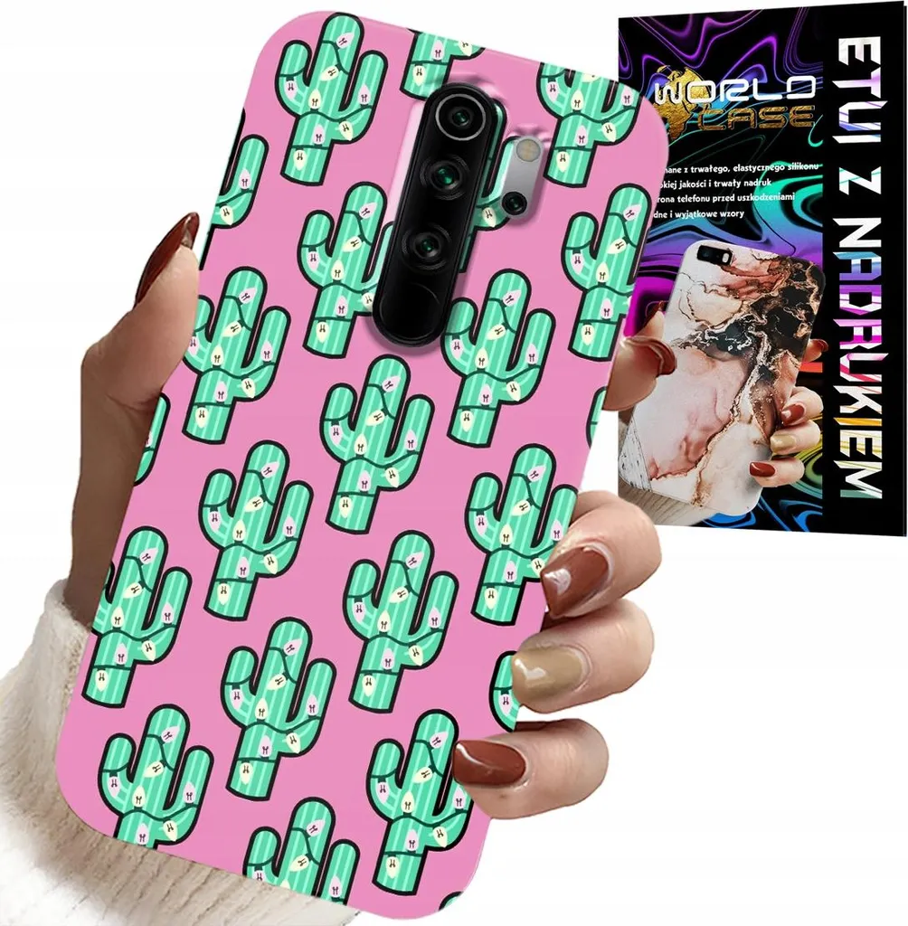 Cover Redmi 9 per Ragazze Cactus Rosa + Vetro | Kit Scuola e Tempo Libero
