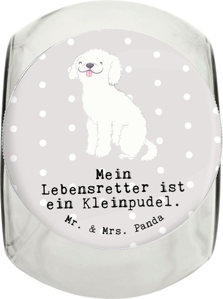 Mr. & Mrs. Panda Dose Kleinpudel Lebensretter XL 2000ml - Grau Pastell - Geschenk, Vorratsbehälter, Vorratsglas, Keksdose, Pudel, schraubglas, Gla...