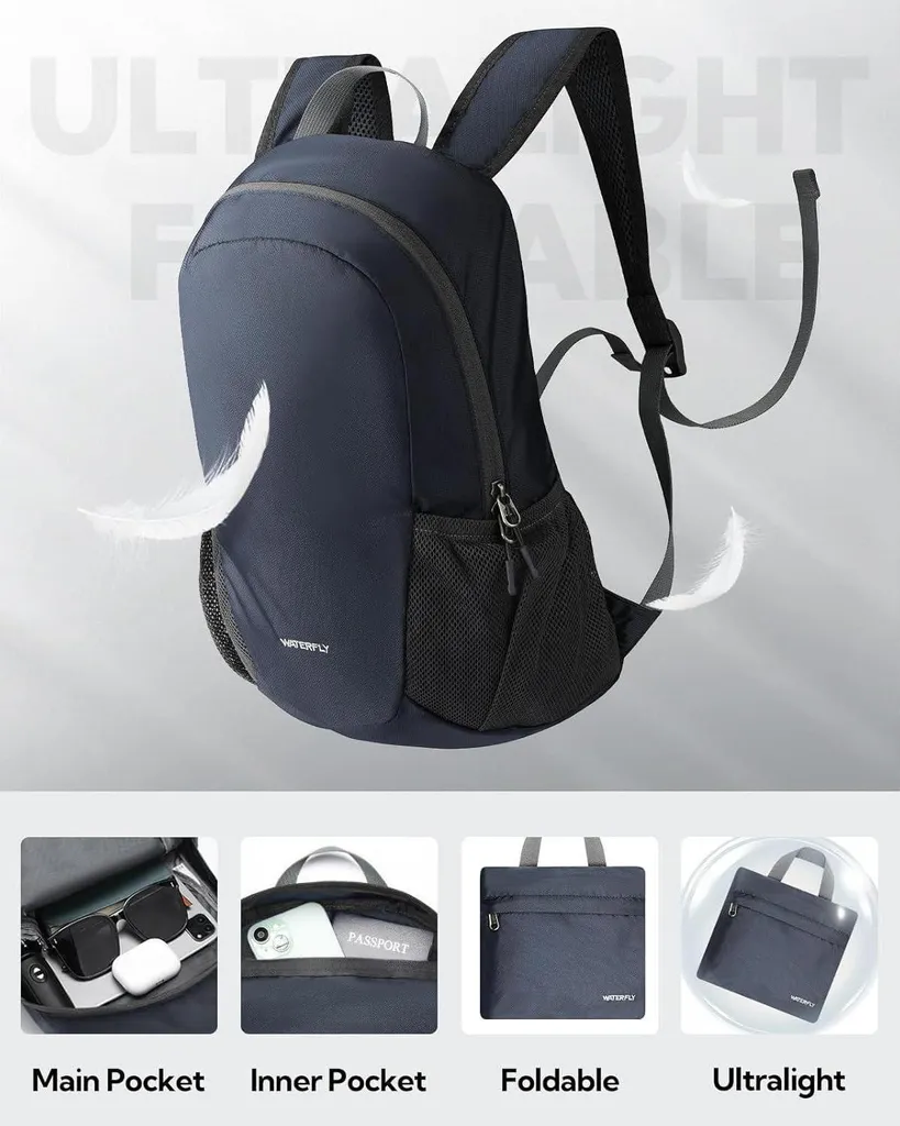 Sac à dos 18L pour voyage et marche - Format pliable compact ultraléger