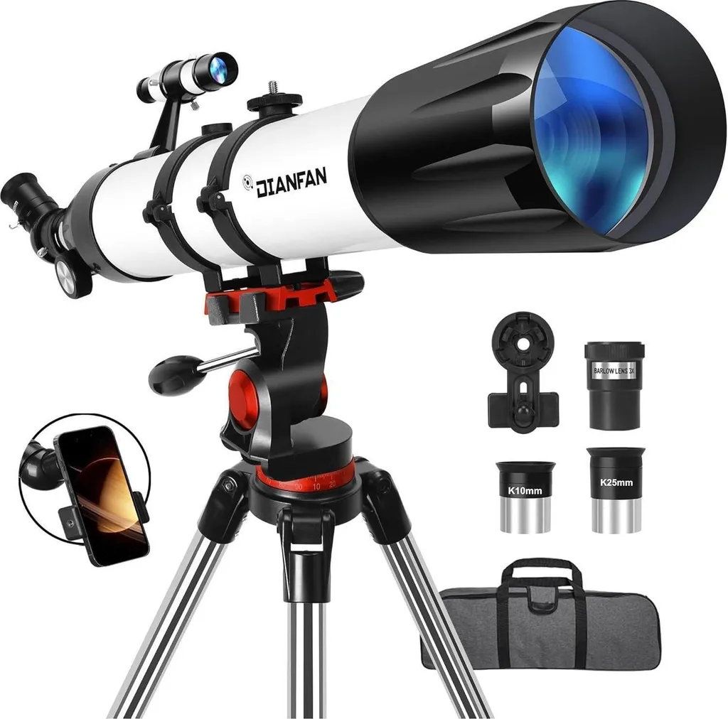 Télescope Astronomique 90mm Ouverture 800mm pour Adultes et Débutants