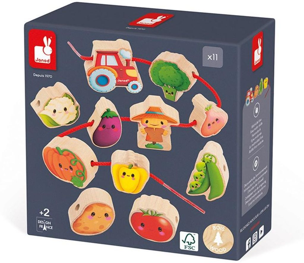Janod Bauernhof Spielzeug - Holzperlen Gemüsegarten Set für Produktbild 