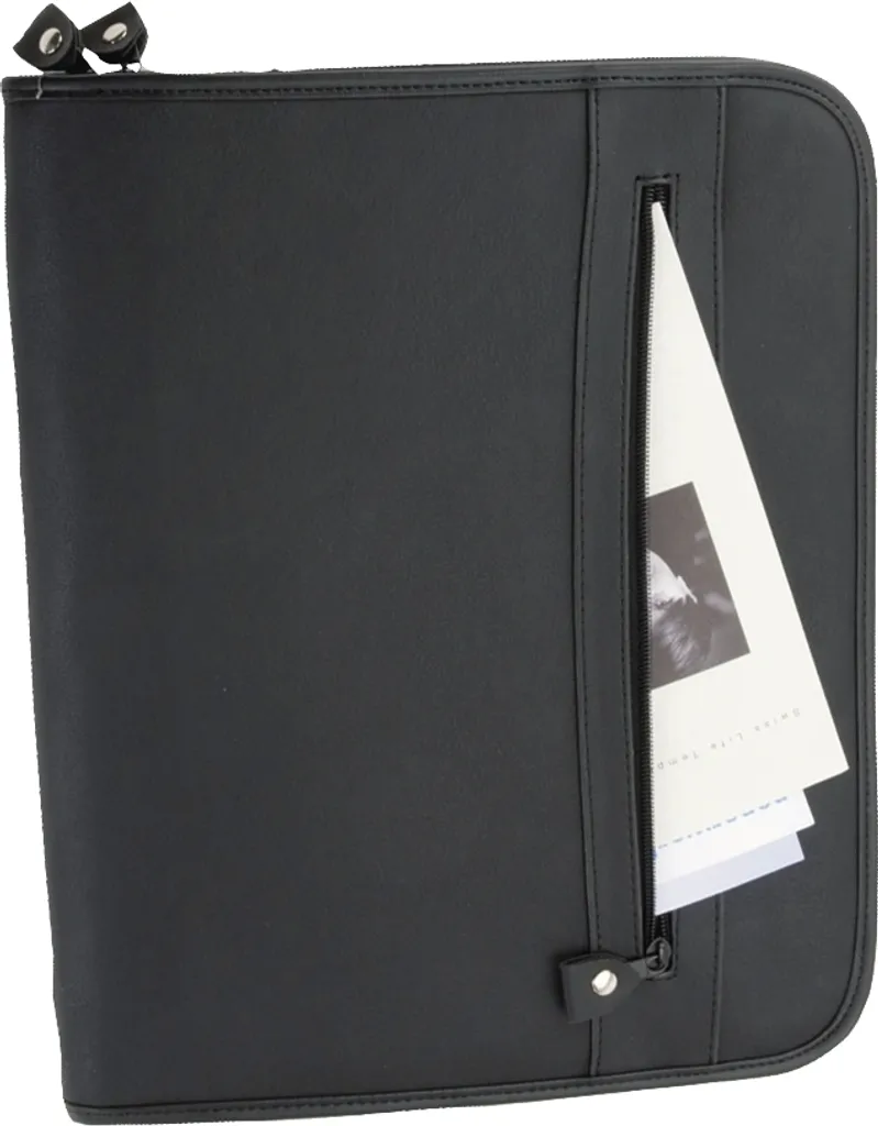 Porte-documents A4 en Cuir Noir avec Zip - Conférencier Milano Alassio 30013 - 4