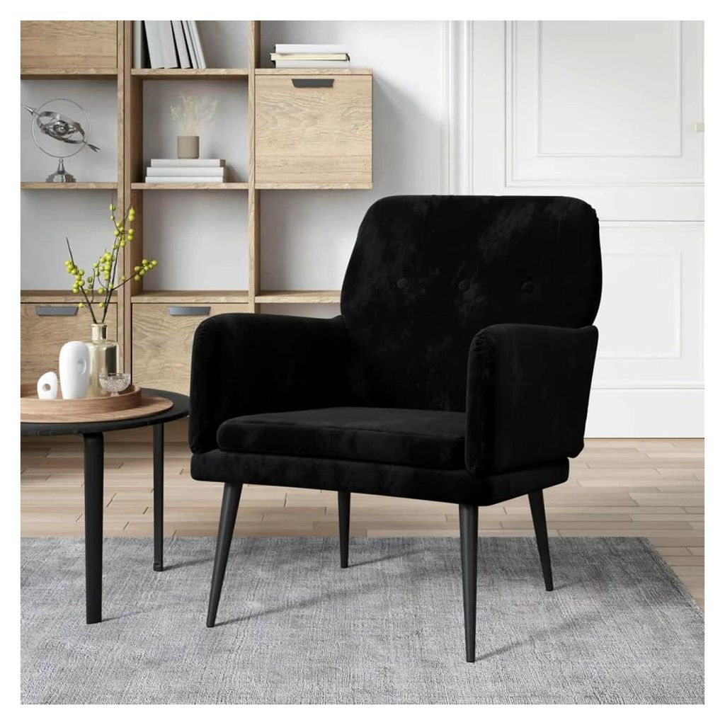 Sessel aus schwarzem Samt, 62 x 79 x 79 cm