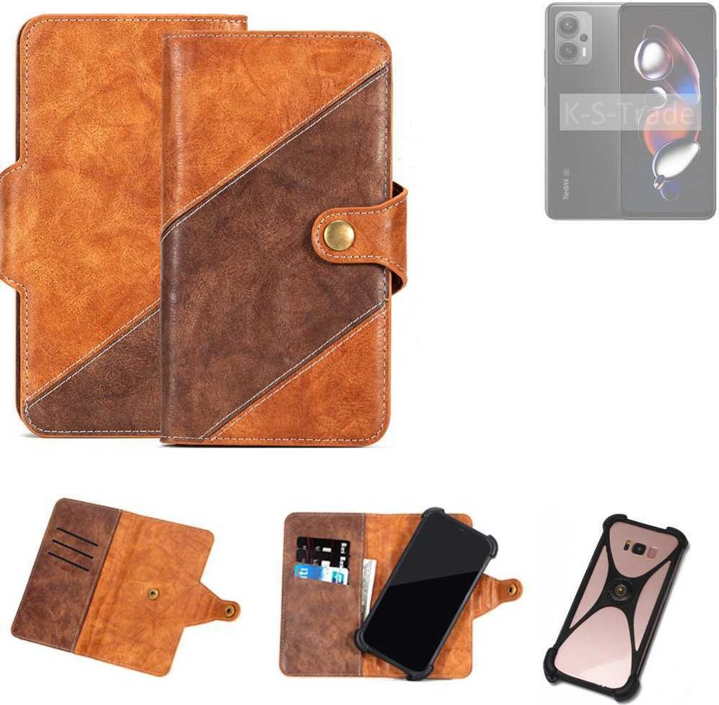 K-S-Trade Handyhülle Schutzhülle Bookstyle Case Wallet-Case kompatibel mit Xiaomi Redmi Note 12T Pro Cover Klapphülle Kantenschutz Smartphone