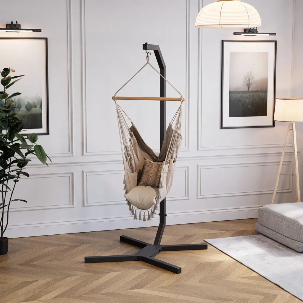 Supporto Sedia Pensile QLS 203cm in Acciaio Nero | Stabilità 100kg