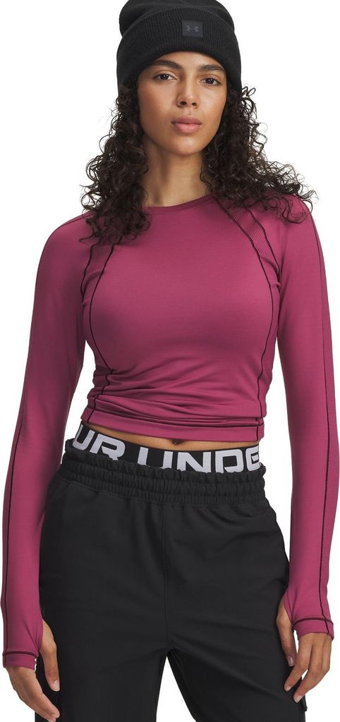 Under Armour Ua Coldgear Textured Crew - fuchsia dusk, Größe:S