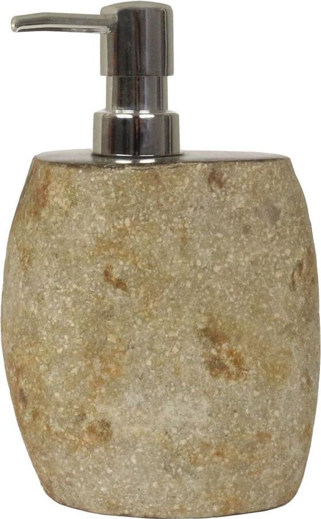 Seifenspender Stein Flussstein Bad Deko Naturstein Steinseifenspender mehrfarbig 17 cm
