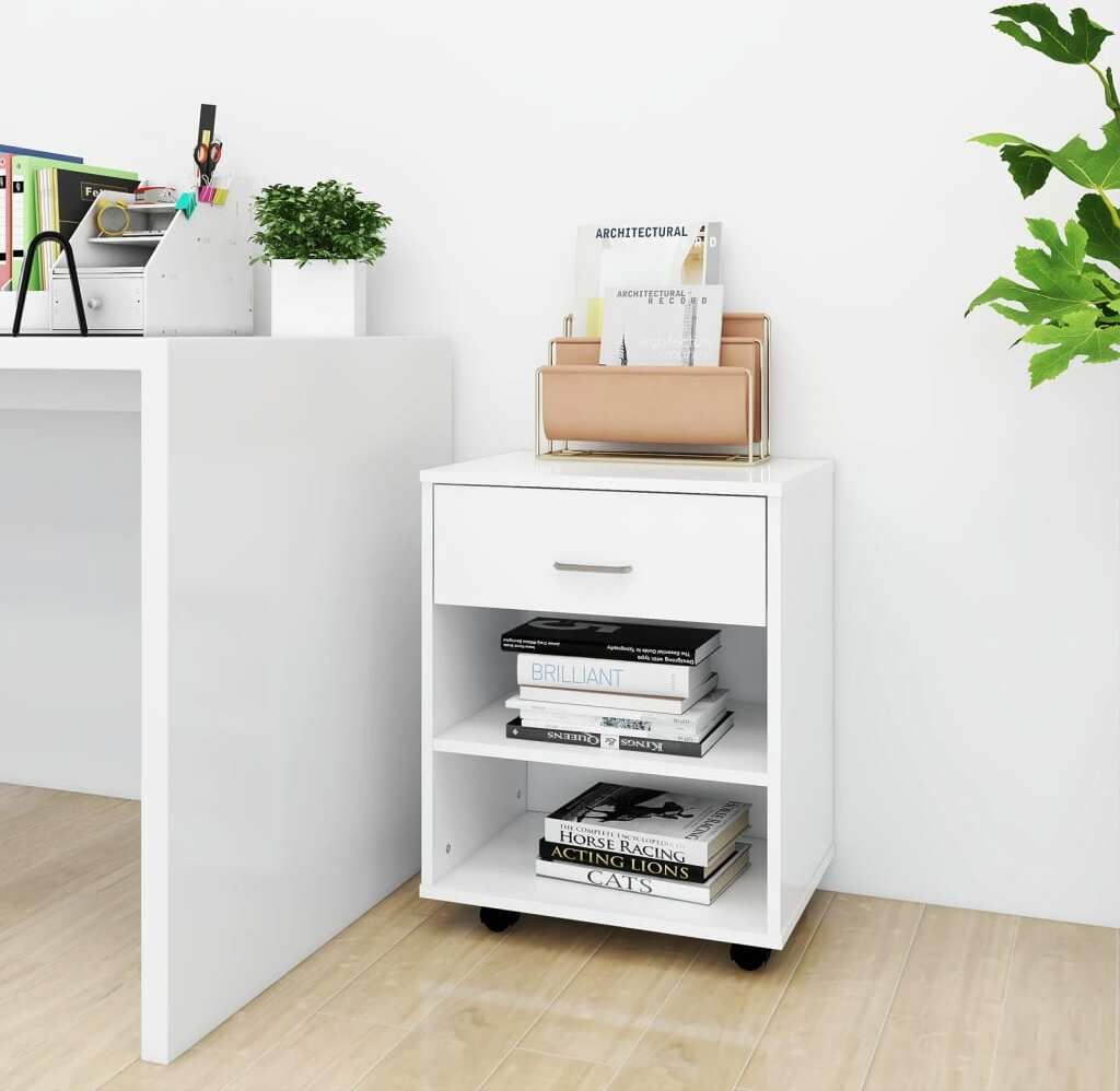 The Living Store Rollschrank Weiß 46x36x59 cm Holzwerkstoff