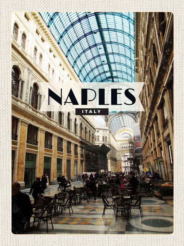 vianmo Holzschild 40x30 cm Naples Italy Neapel Galleria Bildmotiv Reisemotiv Straße Stadt
