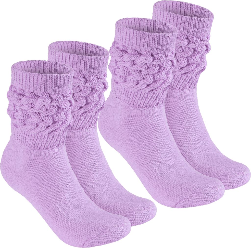 BRUBAKER Slouch Socken - Damen Schoppersocken für Fitness, Yoga und Workout - Sportsocken für Frauen, Flieder, Größe 35-38, 2 Paar