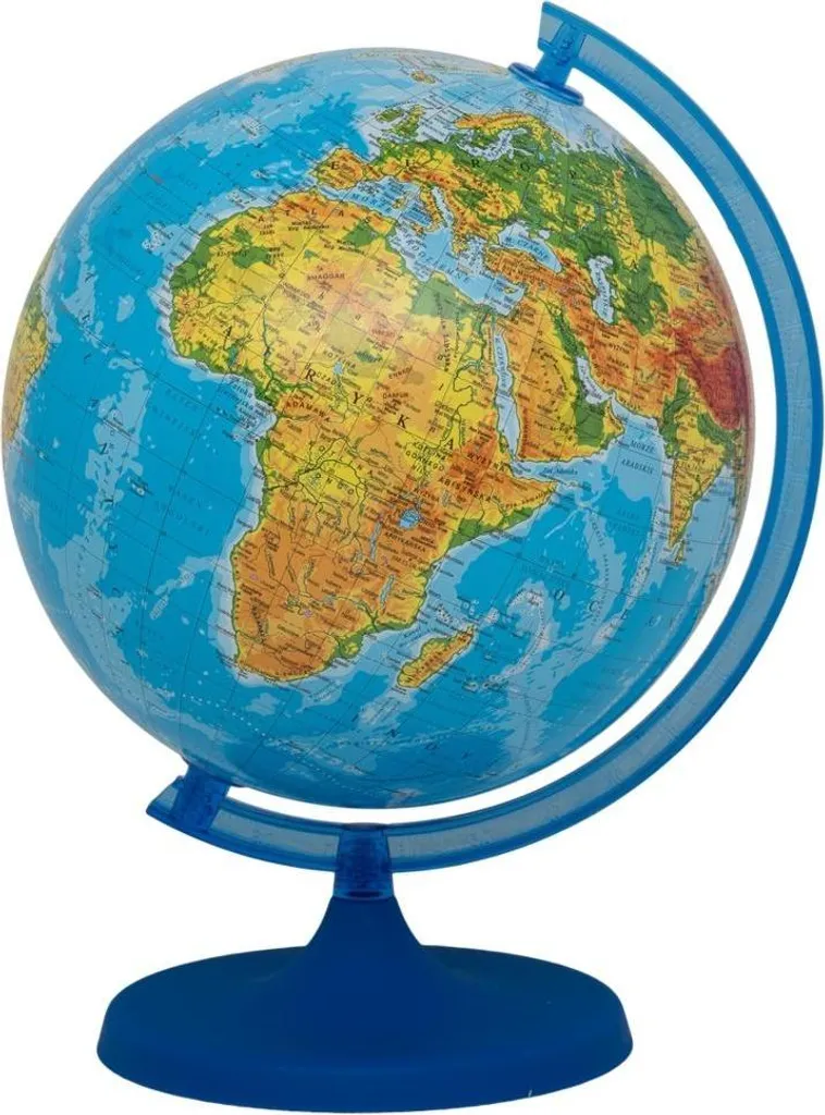 Globe physique anglais 22cm en carton pour apprendre l'anglais et géo