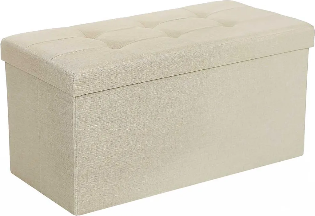 Malle de rangement 80 l imitation lin beige pour éliminer le désordre