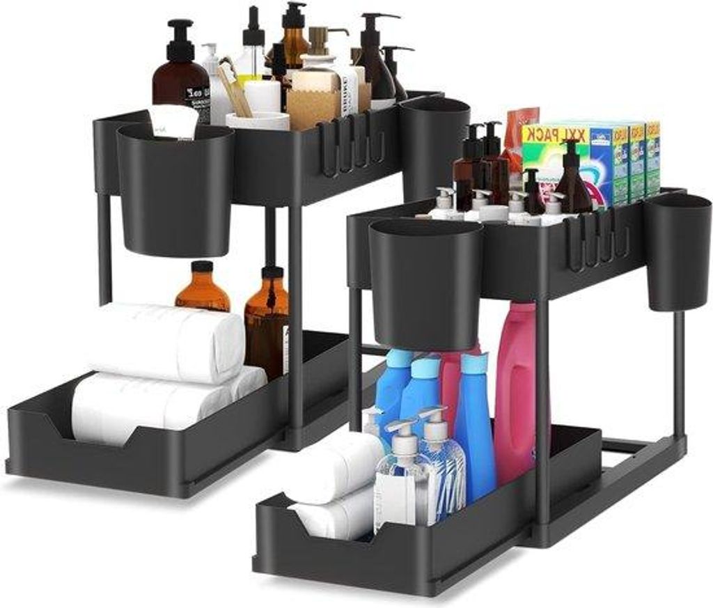 Küchenregal 2 Etagen Organizer 4 Haken Kräuterbehälter
