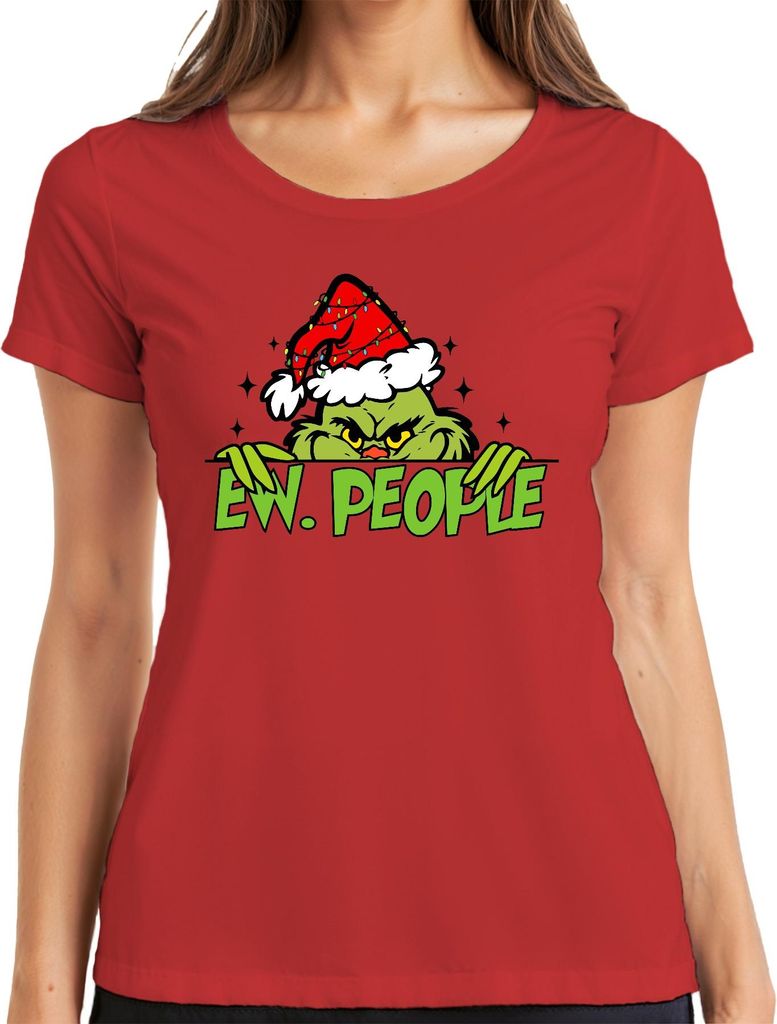 EW. PEOPLE Weihnachtsgrinch sarkastisch Weihnachten Geschenk Damen T-Shirt, Rot, L