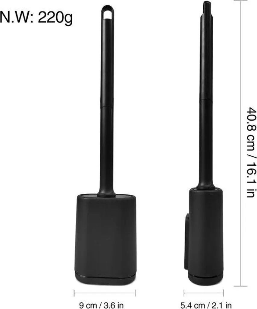 Brosse à toilettes en silicone noir murale : fini les odeurs et l'eau au sol - 3