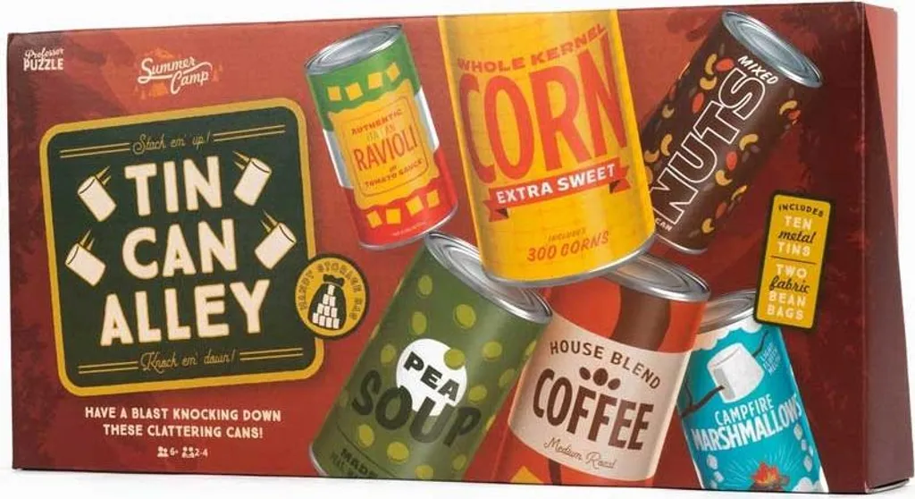TIN CAN ALLEY Jeu de Lancer de Boîtes de Conserve avec Sacs de Grains