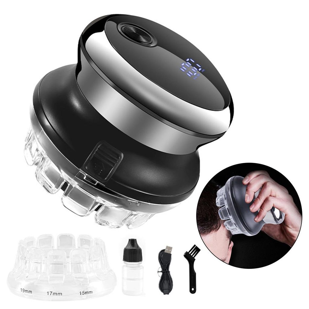 Elektrischer Haarschneider Herren Akku, Selbsthaarschneider 360° Rotationsklinge mit LED Display USB Trimmer Set wasserdicht