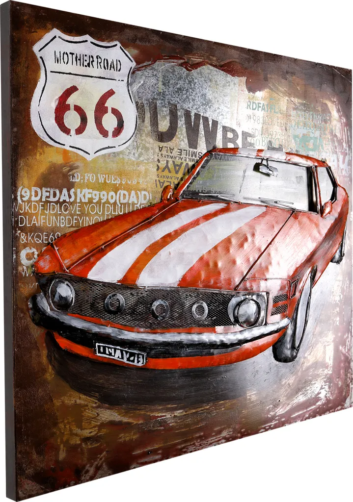 Tableau métallique Musclecar 80x80 cm - Décoration murale fait main