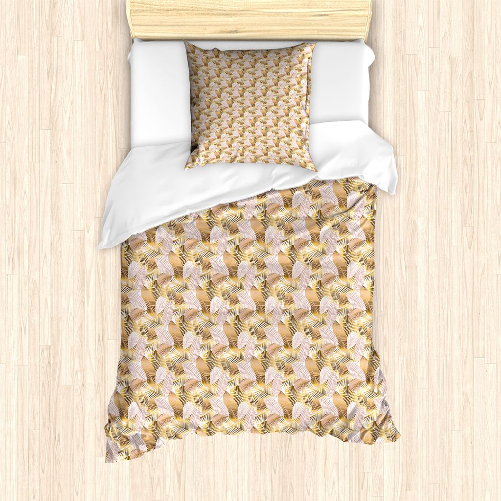ABAKUHAUS Blatt Bettbezug Set für Einzelbetten, Moderne Bicolor Blätter, Milbensicher Allergiker geeignet mit Kissenbezug, 135 cm x 200 cm - 80 x...