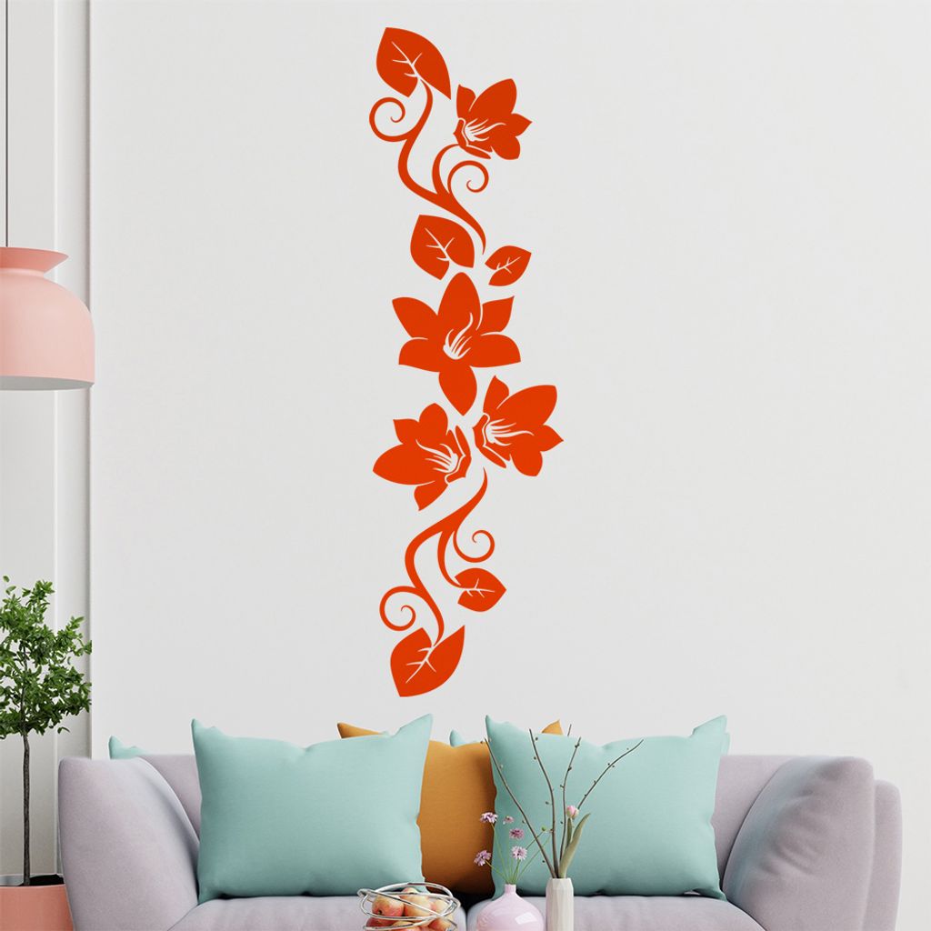 Blumen - Linien Wandtattoo in 6 Größen - Wandaufkleber Wall Sticker - Dekoration, Küche, Wohnzimmer, Schlafzimmer, Badezimmer