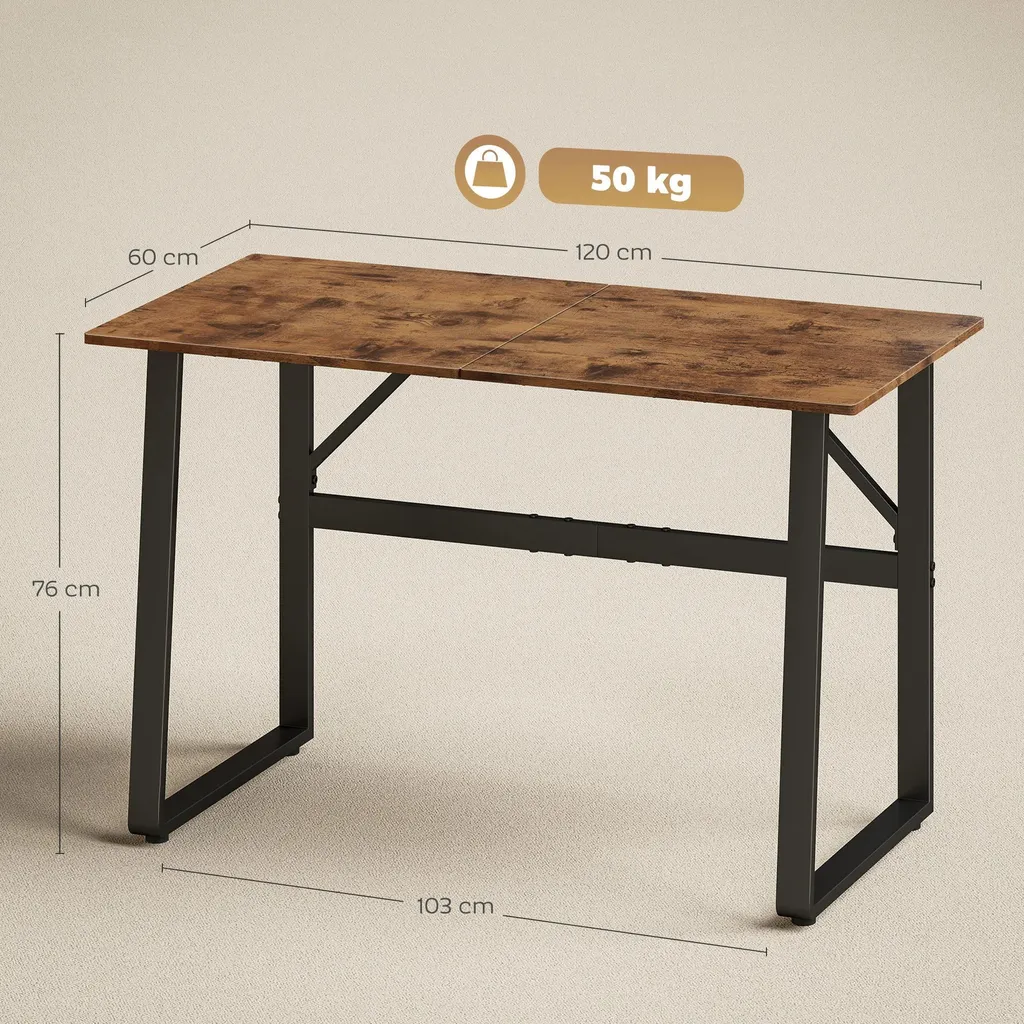 Bureau de télétravail industriel 120 cm - Espace informatique compact - 6