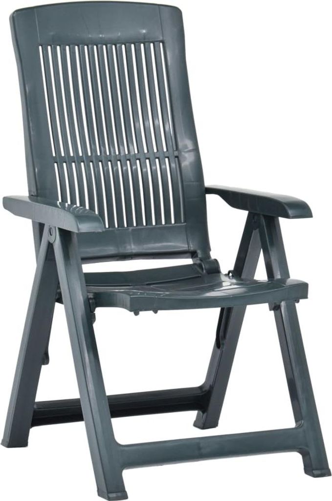 vidaXL Verstellbare Gartenstühle 2 Stk. Kunststoff Grün