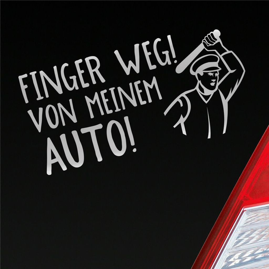 Auto Aufkleber Finger weg! von meinem Auto! Fans Car 19,5x10 cm Silber Sticker Heckscheibenaufkleber