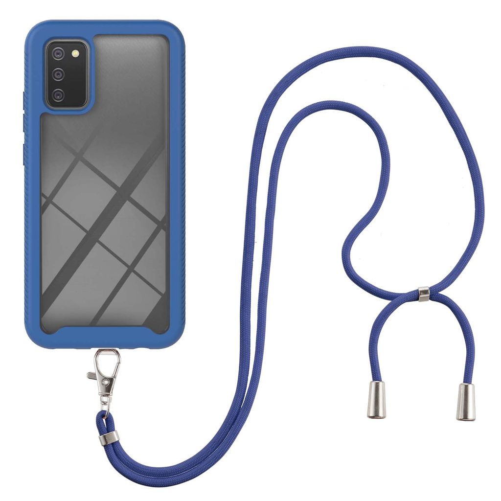 Samsung Galaxy A02S Handykette Hülle, Transparente TPU Bumper Ganzkörper Schutzhülle mit Kordel zum Umhängen Necklace Schlüsselband für Samsu...
