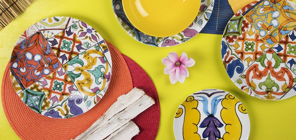 Matches21 Set Di 6 Tovagliette Borda In Plastica 46x33 Cm: Lavabili E Moderne, Proteggi Tavolo Con Stile (Giallo)