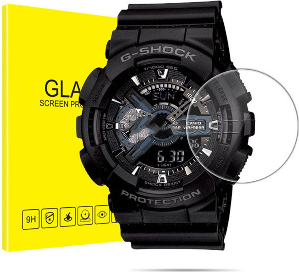 INF Displayschutzfolie für Casio GA-110/100 - 2er Pack Panzerglasfolie
