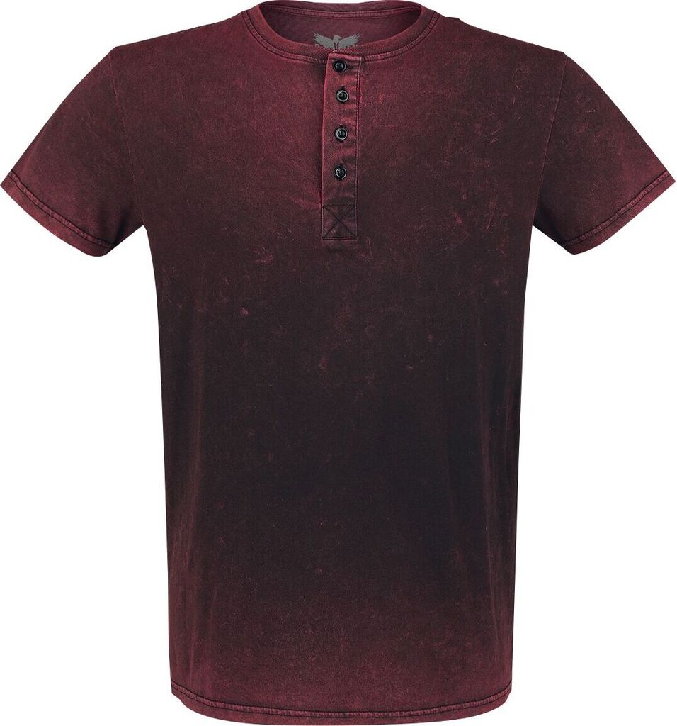 Black Premium by EMP Herren rotes Basic T-Shirt mit Knopfleiste S