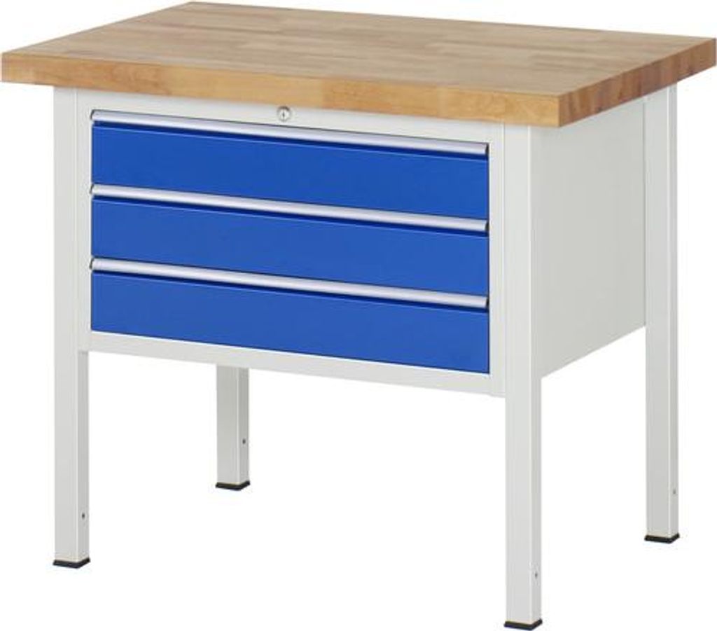 Werkbank mit 3 XL Schubladen - Teilauszug - 120:3 - 840 x 1.000 x 700 mm (HxBxT) - Traglast 1.250 kg - Buche