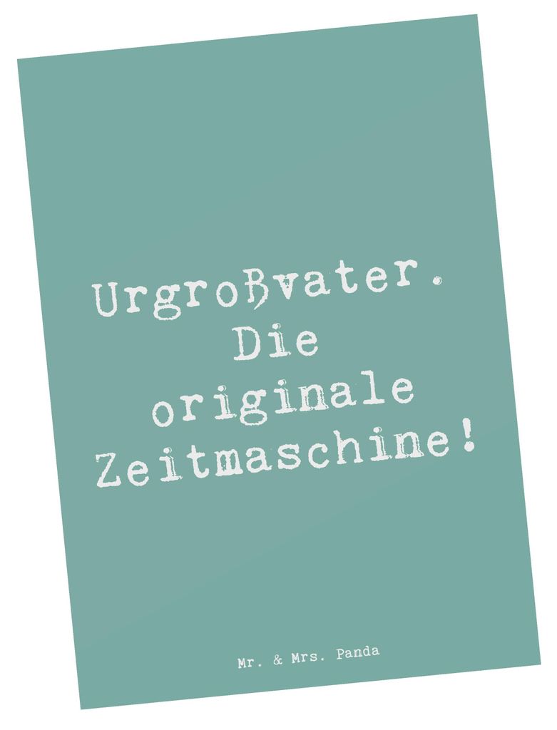Mr. & Mrs. Panda Ansichtskarte Spruch Urgroßvater Zeitmaschine - Meeresbrise - Geschenk, Familie, Ansichtskarten, persönliche Erinnerungen, Jubil...