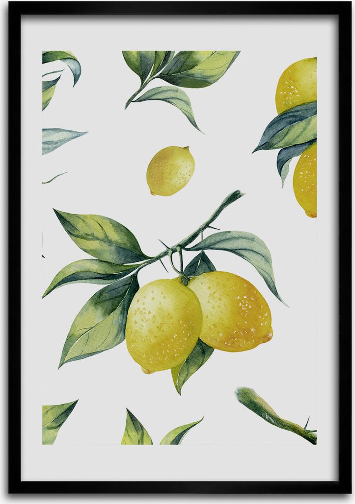Bild - Bilderrahmen - Foto - 70 cm x 100 cm - MDF - Rahmen - Wandkunst - Zitronen