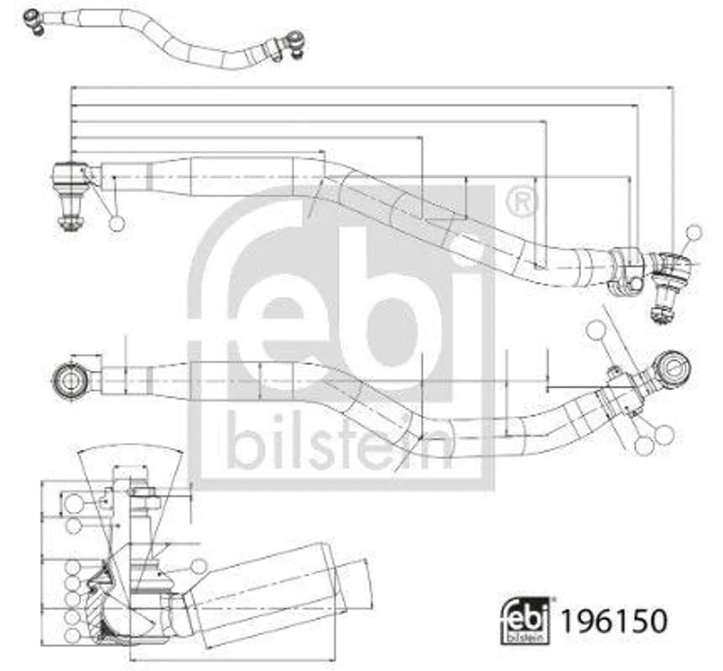 Barre de direction FEBI BILSTEIN 196150 pour SCANIA G II avant 995 mm