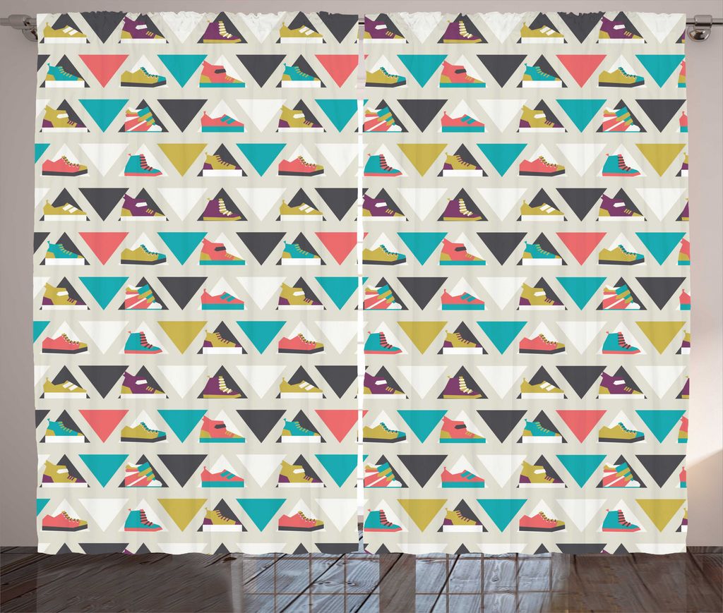 ABAKUHAUS Mode Rustikaler Gardine, Verschiedene Modellsportschuhe, Wohnzimmer Universalband Gardinen mit Schlaufen und Haken, 280 x 225 cm, Mehrfarbig