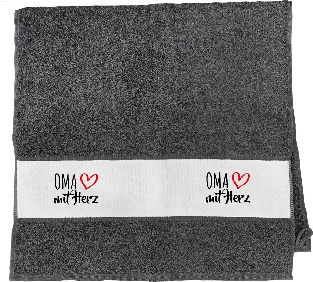 Huuraa Handtuch Oma mit Herz 50x100cm Graphite Baumwolle Handtuch Geschenkidee