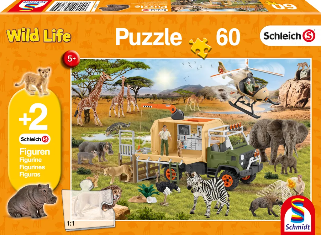 Puzzle Schleich Sauvetage d'animaux 60T : Pièces Robustes et Finition