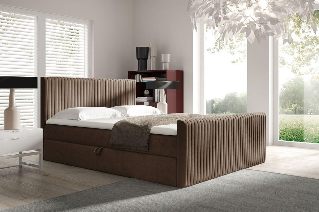 Kontinentales Bett 120x200 BINDY - braun + GRATIS Matratzenauflage