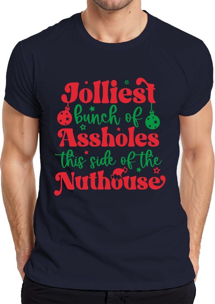 Jolliest Bunch of Assholes Weihnachten lustig Geschenk Party Herren T-Shirt, Navy, M