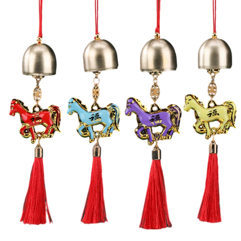 Chinesischer Neujahrs-Pferdeanhänger 2026 Feng Shui Tierkreiszeichen-Charm Hängequaste Ornament mit Glöckchen für Glück, Reichtum und Erfolg Z...