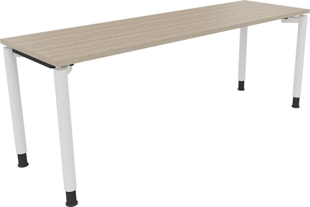 Schreibtisch Vierfuß Rundrohr B2000xT600xH680-820 ws/Eiche Natur