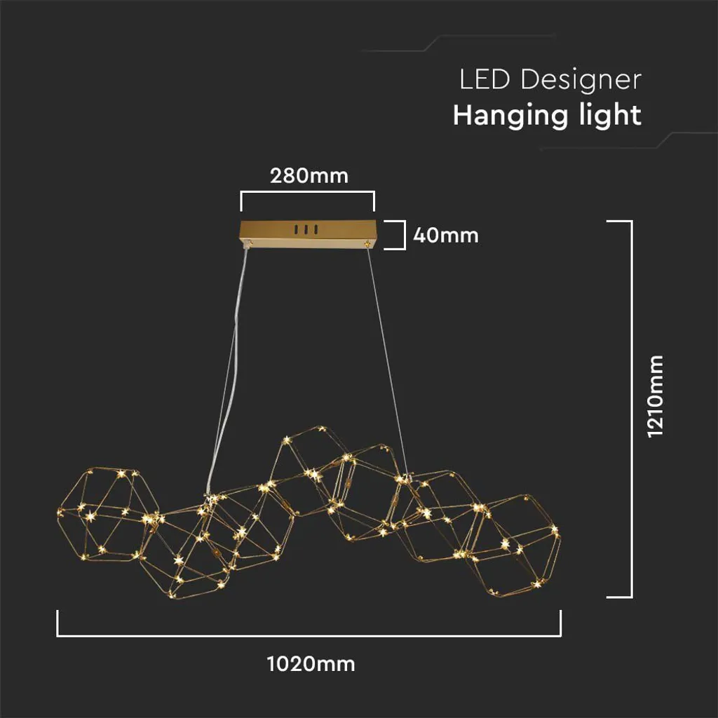 Lustre LED suspendu doré pour salon et salle à manger style contemporain - 8